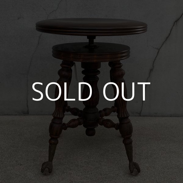画像3: VINTAGE ANTIQUE PIANO CHAIR STOOL  ヴィンテージ アンティーク ピアノチェア スツール 椅子 / 回転いす ウッド 木製 家具 店舗什器 アメリカ (1) (3)