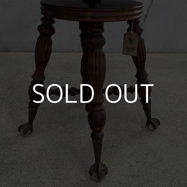 画像8: VINTAGE ANTIQUE PIANO CHAIR STOOL  ヴィンテージ アンティーク ピアノチェア スツール 椅子 / 回転いす ウッド 木製 家具 店舗什器 アメリカ (1) (8)