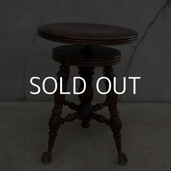 画像2: VINTAGE ANTIQUE PIANO CHAIR STOOL  ヴィンテージ アンティーク ピアノチェア スツール 椅子 / 回転いす ウッド 木製 家具 店舗什器 アメリカ (1) (2)