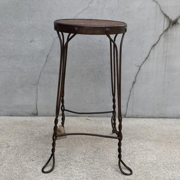 画像3: VINTAGE ANTIQUE PARLOR CHAIR STOOL  ヴィンテージ アンティーク パーラーチェア スツール 椅子 / インダストリアル アイアン 鉄 家具 店舗什器 アメリカ (3)