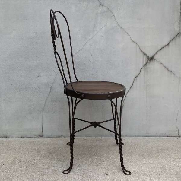 画像4: VINTAGE ANTIQUE ICE CREAM PARLOR CHAIR ヴィンテージ アンティーク アイスクリームパーラーチェア 椅子 / ウッド アイアン 木製 家具 店舗 什器 アメリカ USA (4) (4)