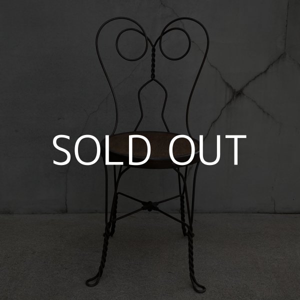 画像2: VINTAGE ANTIQUE ICE CREAM PARLOR CHAIR ヴィンテージ アンティーク アイスクリームパーラーチェア 椅子 / ウッド アイアン 木製 家具 店舗 什器 アメリカ USA (3) (2)