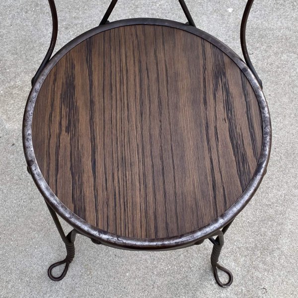 画像6: VINTAGE ANTIQUE ICE CREAM PARLOR CHAIR ヴィンテージ アンティーク アイスクリームパーラーチェア 椅子 / ウッド アイアン 木製 家具 店舗 什器 アメリカ USA (4) (6)