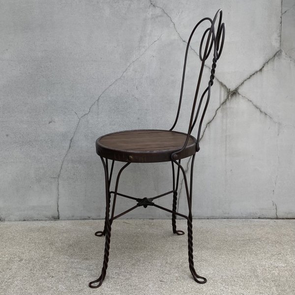 画像5: VINTAGE ANTIQUE ICE CREAM PARLOR CHAIR ヴィンテージ アンティーク アイスクリームパーラーチェア 椅子 / ウッド アイアン 木製 家具 店舗 什器 アメリカ USA (4) (5)