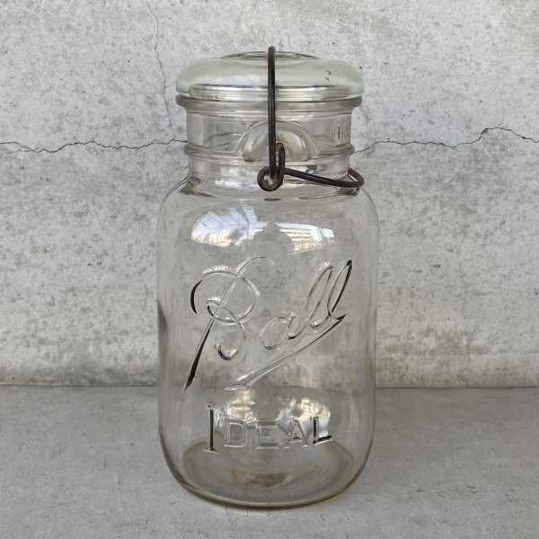 画像1: VINTAGE ANTIQUE BALL IDEAL JAR ヴィンテージ アンティーク ボール ジャー ガラス瓶 アメリカ / ワイヤー付き クリアー ディスプレイ ボトル 小物入れ 収納 店舗什器 (5) (1)