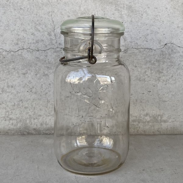 画像2: VINTAGE ANTIQUE BALL IDEAL JAR ヴィンテージ アンティーク ボール ジャー ガラス瓶 アメリカ / ワイヤー付き クリアー ディスプレイ ボトル 小物入れ 収納 店舗什器 (5) (2)