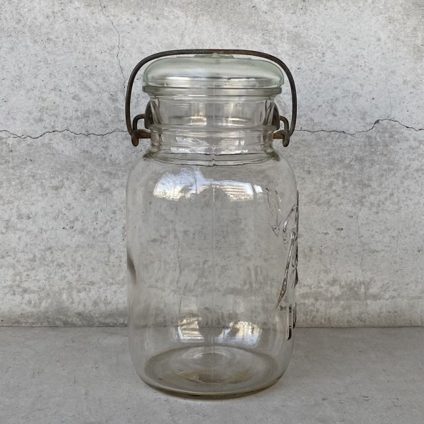 画像3: VINTAGE ANTIQUE BALL IDEAL JAR ヴィンテージ アンティーク ボール ジャー ガラス瓶 アメリカ / ワイヤー付き クリアー ディスプレイ ボトル 小物入れ 収納 店舗什器 (5) (3)