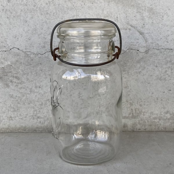画像4: VINTAGE ANTIQUE BALL IDEAL JAR ヴィンテージ アンティーク ボール ジャー ガラス瓶 アメリカ / ワイヤー付き クリアー ディスプレイ ボトル 小物入れ 収納 店舗什器 (8) (4)