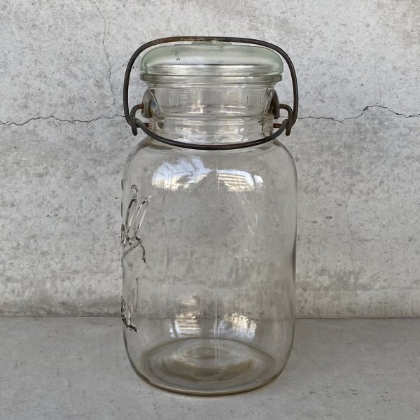 画像4: VINTAGE ANTIQUE BALL IDEAL JAR ヴィンテージ アンティーク ボール ジャー ガラス瓶 アメリカ / ワイヤー付き クリアー ディスプレイ ボトル 小物入れ 収納 店舗什器 (5) (4)
