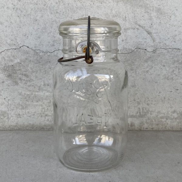 画像2: VINTAGE ANTIQUE BALL IDEAL JAR ヴィンテージ アンティーク ボール ジャー ガラス瓶 アメリカ / ワイヤー付き クリアー ディスプレイ ボトル 小物入れ 収納 店舗什器 (8) (2)