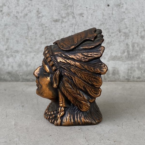 画像4: VINTAGE ANTIQUE INDIAN HEAD STATUE ヴィンテージ アンティーク インディアン オブジェ / コレクタブル インデアンヘッド スーベニア インテリア 置物 雑貨 ネイティブアメリカン アメリカ (1) (4)
