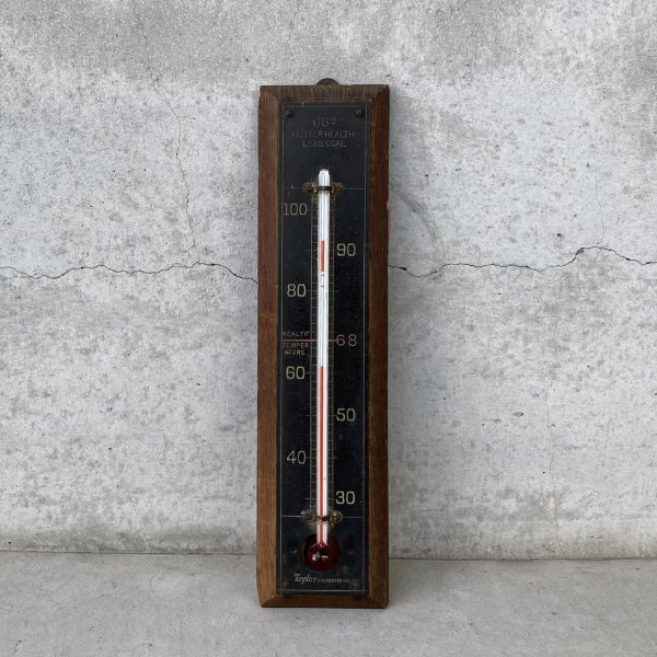 画像1: VINTAGE ANTIQUE THERMOMETER ヴィンテージ アンティーク 温度計 / コレクタブル オブジェ ディスプレイ ウッド 雑貨 木製 アメリカ (1) (1)