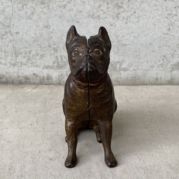 画像2: VINTAGE COINBANK PIGGY BANK  BOXER DOG ヴィンテージ 貯金箱 コインバンク / コレクタブル オブジェ キャストアイアン ボクサー 犬 動物 鋳物 置物 アメリカ (1) (2)