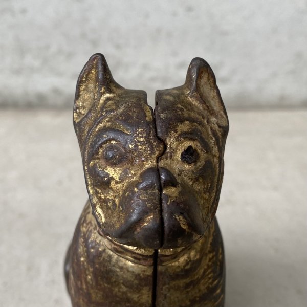 画像9: VINTAGE COINBANK PIGGY BANK  BOXER DOG ヴィンテージ 貯金箱 コインバンク / コレクタブル オブジェ キャストアイアン ボクサー 犬 動物 鋳物 置物 アメリカ (2) (9)