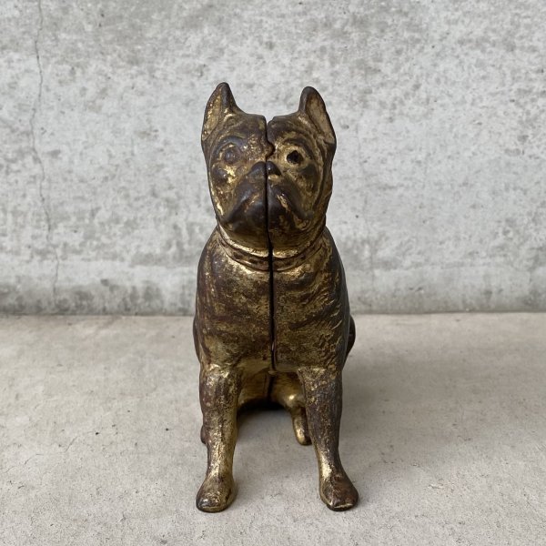 画像2: VINTAGE COINBANK PIGGY BANK  BOXER DOG ヴィンテージ 貯金箱 コインバンク / コレクタブル オブジェ キャストアイアン ボクサー 犬 動物 鋳物 置物 アメリカ (2) (2)