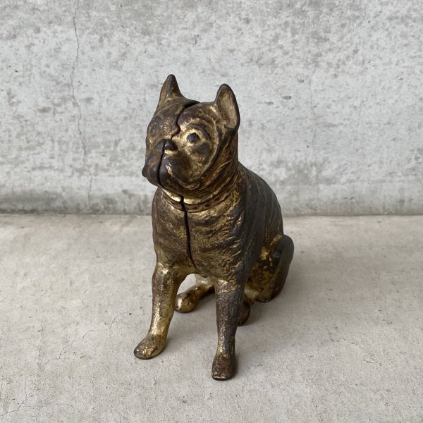画像1: VINTAGE COINBANK PIGGY BANK  BOXER DOG ヴィンテージ 貯金箱 コインバンク / コレクタブル オブジェ キャストアイアン ボクサー 犬 動物 鋳物 置物 アメリカ (2) (1)