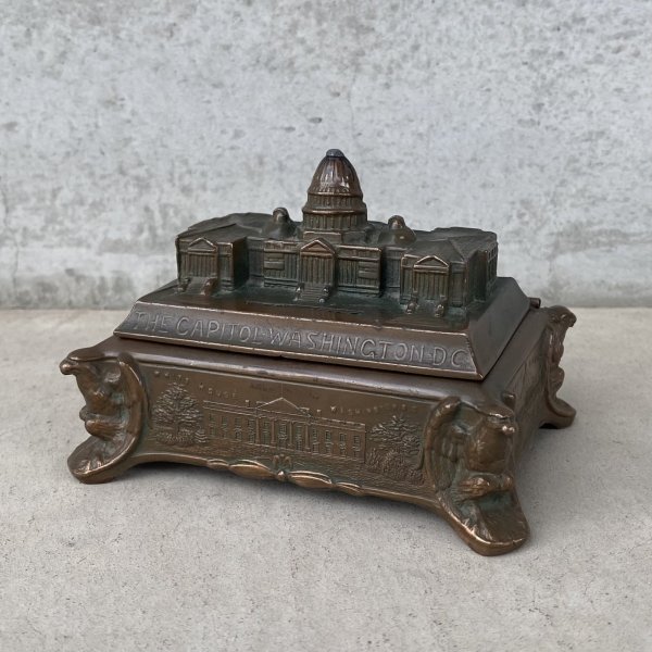 画像1: VINTAGE ANTIQUE COIN BANK THE CAPITOL WASINGTON DC ヴィンテージ アンティーク コインバンク 貯金箱 ワシントン / コレクタブル オブジェ インテリア  スーベニア 小物入れ アメリカ USA  (1)