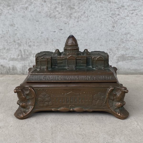 画像2: VINTAGE ANTIQUE COIN BANK THE CAPITOL WASINGTON DC ヴィンテージ アンティーク コインバンク 貯金箱 ワシントン / コレクタブル オブジェ インテリア  スーベニア 小物入れ アメリカ USA  (2)