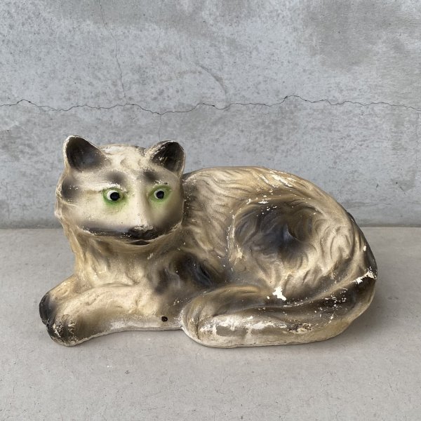 画像1: VINTAGE ANTIQUE CAT CHALKWEAR ヴィンテージ アンティーク 猫 ねこ チョークウェア オブジェ / コレクタブル ディスプレイ インテリア  置物 動物 アメリカ (2) (1)