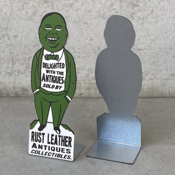 画像2: RUST LEATHER ラストレザー オリジナル おじさんスタンド 赤おじさん 緑おじさん コレクタブル ディスプレイ オブジェ 置物 ブリキ (2)