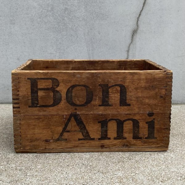 画像2: VINTAGE ANTIQUE WOOD CRATE WOODEN BOX BON AMI ヴィンテージ アンティーク ウッドボックス 木箱 / コレクタブル 収納 ケース ガレージ ガーデニング 店舗什器 アメリカ USA   (2)