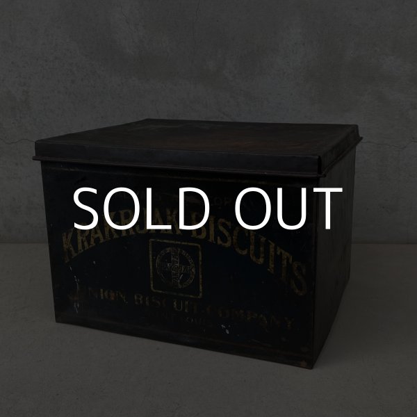 画像1: VINTAGE ANTIQUE KRAK-R-JAK  THE UNION BISCUIT CO. TIN CAN ヴィンテージ アンティーク  クラッカージャック ティン 缶 箱 ボックス / アドバタイジング  ビスケット ブリキ 小物入れ 収納 雑貨 企業物 アメリカ   (1)