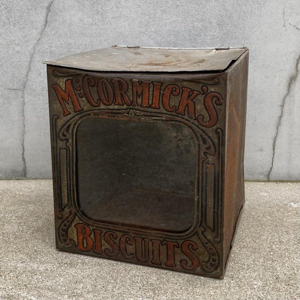 画像1: VINTAGE ANTIQUE MCCORMICK'S BISCUITTIN CAN ヴィンテージ アンティーク マコーミック ティン 缶 / ボックス アドバタイジング ディスプレイ ブリキ 小物入れ 収納 箱 企業物 店舗什器 アメリカ (1)