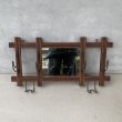 画像1: VINTAGE ANTIQUE WALL MIRROR ヴィンテージ アンティーク 鏡 ミラー 壁掛けミラー ウォールミラー / フック付き ウォールラック インテリア ウッド 木製 店舗什器 アメリカ  (1)