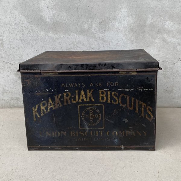 画像3: VINTAGE ANTIQUE KRAK-R-JAK  THE UNION BISCUIT CO. TIN CAN ヴィンテージ アンティーク  クラッカージャック ティン 缶 箱 ボックス / アドバタイジング  ビスケット ブリキ 小物入れ 収納 雑貨 企業物 アメリカ   (3)