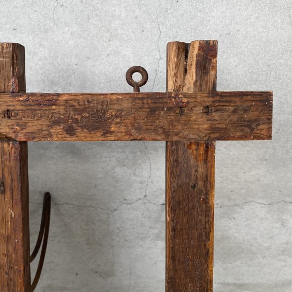 画像7: VINTAGE ANTIQUE WALL MIRROR ヴィンテージ アンティーク 鏡 ミラー 壁掛けミラー ウォールミラー / フック付き ウォールラック インテリア ウッド 木製 店舗什器 アメリカ  (7)