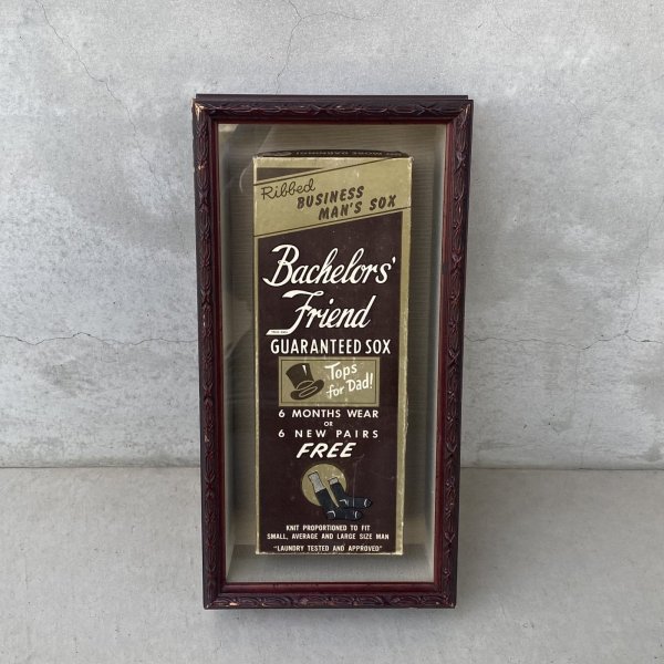 画像1: VINTAGE ANTIQUE BACHELOR'S FRIEND GUARANTEED SOX BOX ヴィンテージ アンティーク パッケージ 箱 / アドバタイジング コレクタブル ソックス ウォールインテリア ディスプレイ 企業物 アメリカ (1)