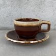 画像1: VINTAGE ANTIQUE CUP AND SAUCER ヴィンテージ アンティーク カップ＆ソーサー マグ 食器 陶器 / コーヒーカップ ブラウン 茶色 カフェ 喫茶店 店舗什器 アメリカ (2) (1)