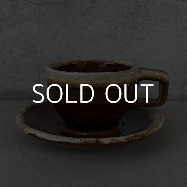 画像1: VINTAGE ANTIQUE CUP AND SAUCER ヴィンテージ アンティーク カップ＆ソーサー マグ 食器 陶器 / コーヒーカップ ブラウン 茶色 カフェ 喫茶店 店舗什器 アメリカ (2) (1)