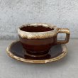 画像1: VINTAGE ANTIQUE CUP AND SAUCER ヴィンテージ アンティーク カップ＆ソーサー マグ 食器 陶器 / コーヒーカップ ブラウン 茶色 カフェ 喫茶店 店舗什器 アメリカ (1) (1)