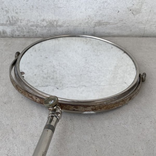 画像8: VINTAGE ANTIQUE MIRROR ヴィンテージ アンティーク スタンドミラー 鏡 / 卓上ミラー シェービングミラー ラウンド インテリア 化粧 店舗什器 アメリカ USA (4) (8)
