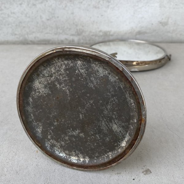 画像9: VINTAGE ANTIQUE MIRROR ヴィンテージ アンティーク スタンドミラー 鏡 / 卓上ミラー シェービングミラー ラウンド インテリア 化粧 店舗什器 アメリカ USA (4) (9)