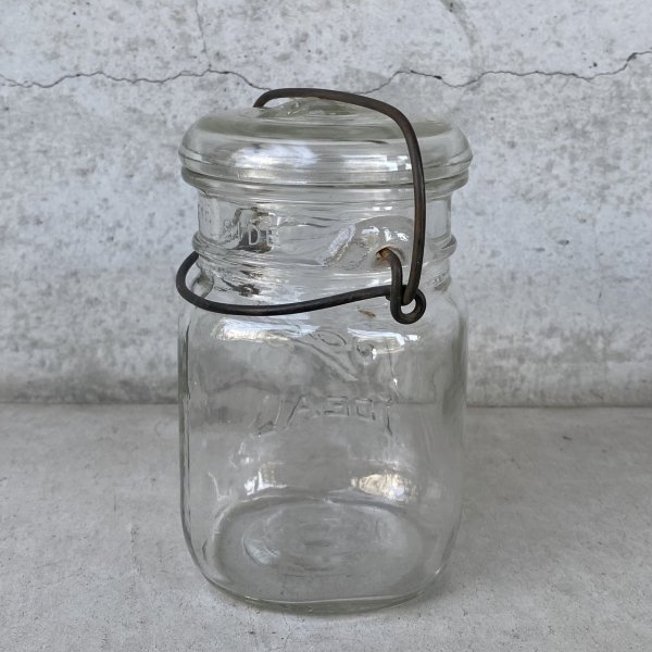 画像2: VINTAGE ANTIQUE BALL IDEAL JAR ヴィンテージ アンティーク ボール ジャー ガラス瓶 アメリカ / ワイヤー付き クリアー ディスプレイ ボトル 小物入れ 収納 店舗什器 D (2)
