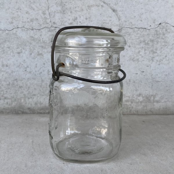 画像4: VINTAGE ANTIQUE BALL IDEAL JAR ヴィンテージ アンティーク ボール ジャー ガラス瓶 アメリカ / ワイヤー付き クリアー ディスプレイ ボトル 小物入れ 収納 店舗什器 D (4)