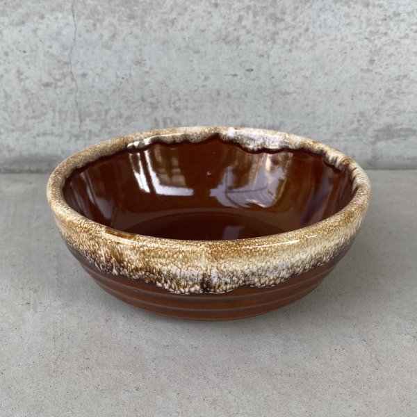 画像1: VINTAGE ANTIQUE BOWL ヴィンテージ アンティーク ボウル 食器 陶器 /  ブラウン 茶色 カフェ 喫茶店 店舗什器 アメリカ (7) (1)
