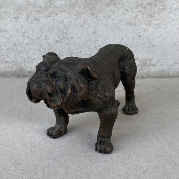 画像1: VINTAGE ANTIQUE BULLDOG FIGURE ヴィンテージ アンティーク ブルドッグ オブジェ 置物 / コレクタブル ディスプレイ インテリア 犬 動物 鋳物 アメリカ  (1)