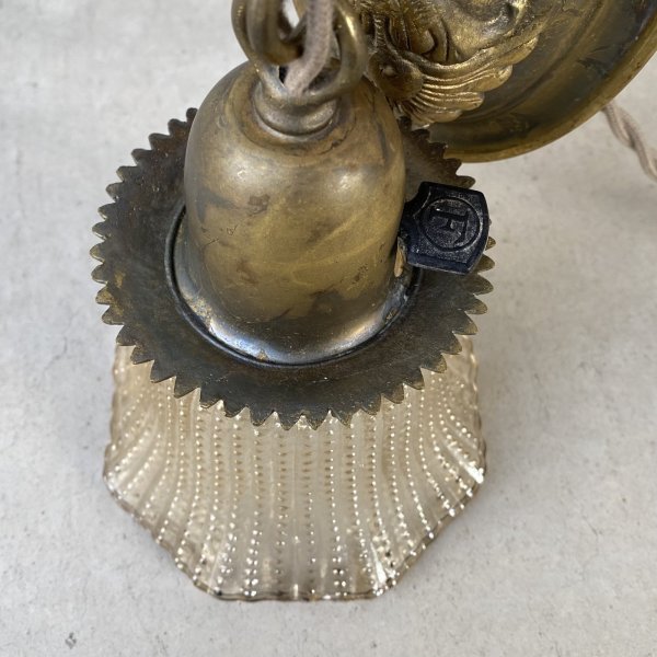 画像8: VINTAGE ANTIQUE LAMP LIGHT WALL LAMP ヴィンテージ アンティーク ライト ウォールランプ 壁付け照明 ブラケットランプ / ランプ ガラスシェード 真鍮 店舗什器 アメリカ USA (5) (8)