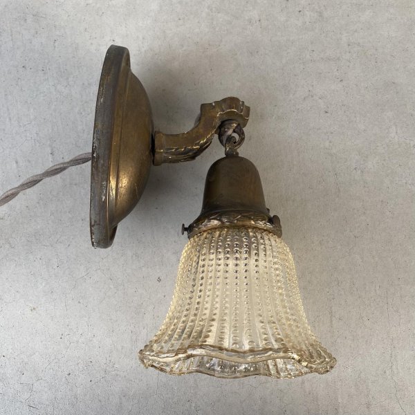 画像7: VINTAGE ANTIQUE LAMP LIGHT WALL LAMP ヴィンテージ アンティーク ライト ウォールランプ 壁付け照明 ブラケットランプ / ランプ ガラスシェード ブラス 真鍮 E26 店舗什器 アメリカ USA 16 (7)