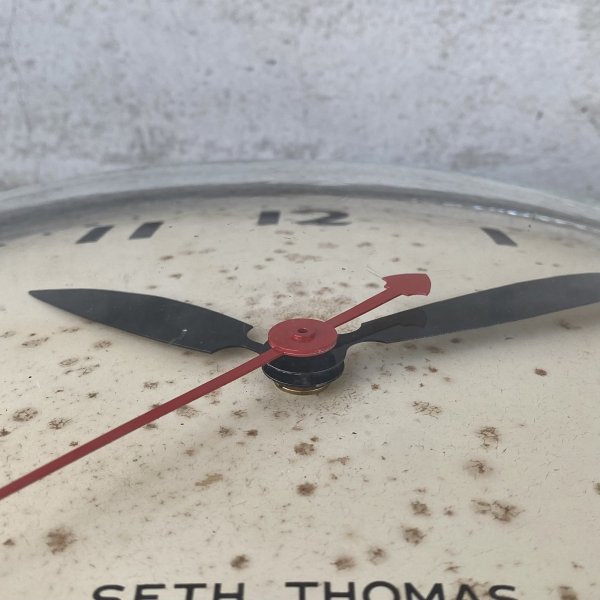 画像7: VINTAGE ANTIQUE WALL CLOCK SETH THOMAS ヴィンテージ アンティーク ウォールクロック セストーマス 壁掛け時計 / スクールクロック アイアン 鉄 丸型 店舗什器 アメリカ (7)