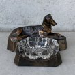 画像1: VINTAGE ANTIQUE ASHTRAY GREYHOUND DOG FIGURE ヴィンテージ アンティーク 灰皿 アッシュトレイ グレイハウンド オブジェ 置物 / コレクタブル ディスプレイ インテリア 犬 動物 鋳物 ガラス アメリカ  (1)