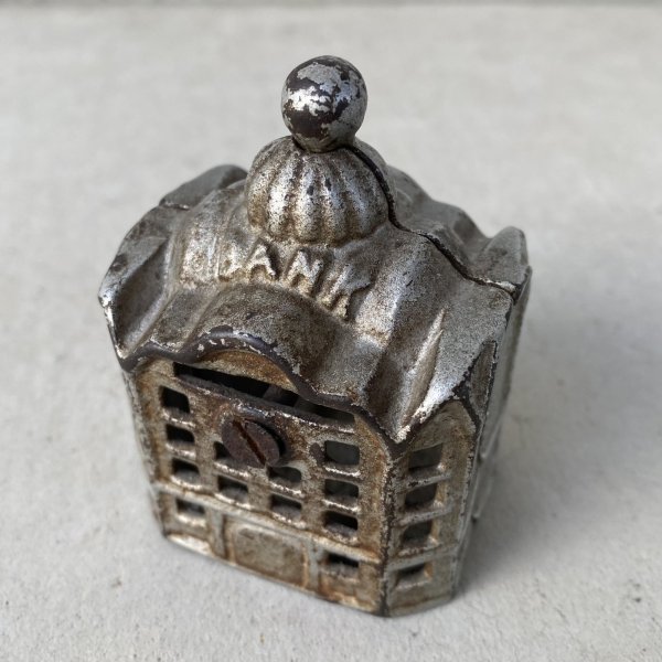 画像7: VINTAGE ANTIQUE BANK BUILDING CAST IRON ヴィンテージ アンティーク コインバンク 貯金箱 オブジェ 置物 / コレクタブル ディスプレイ キャストアイアン 鋳物 アメリカ (4) (7)