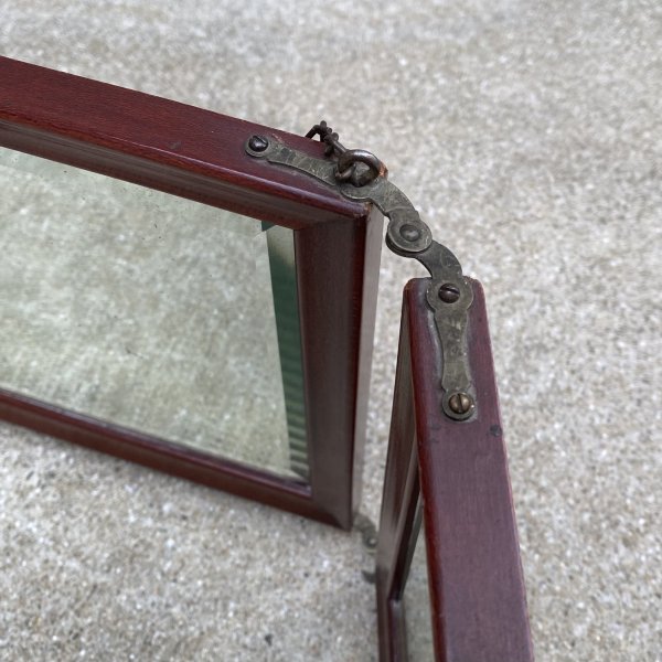 画像10: VINTAGE ANTIQUE WALL MIRROR ヴィンテージ アンティーク 鏡 ミラー 壁掛けミラー ウォールミラー 三面鏡 / ウッド 木製 折り畳み トラベルミラー 店舗什器 アメリカ (10)