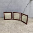 画像1: VINTAGE ANTIQUE WALL MIRROR ヴィンテージ アンティーク 鏡 ミラー 壁掛けミラー ウォールミラー 三面鏡 / ウッド 木製 折り畳み トラベルミラー 店舗什器 アメリカ (1)
