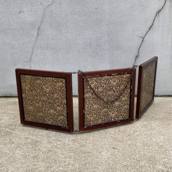 画像2: VINTAGE ANTIQUE WALL MIRROR ヴィンテージ アンティーク 鏡 ミラー 壁掛けミラー ウォールミラー 三面鏡 / ウッド 木製 折り畳み トラベルミラー 店舗什器 アメリカ (2)