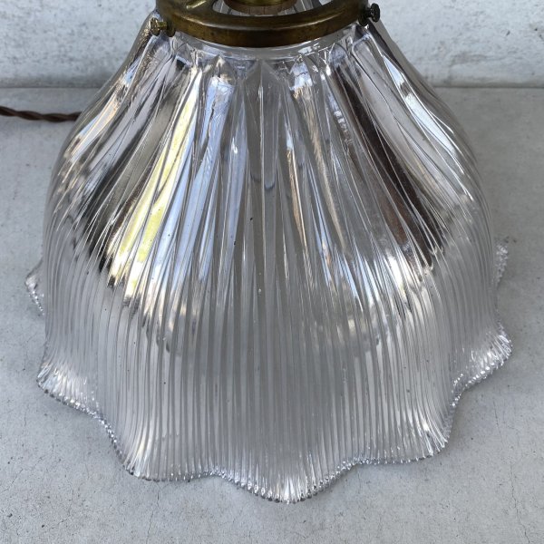 画像5: VINTAGE ANTIQUE HOLOPHANE LAMP ヴィンテージ アンティーク ホロフェーンランプ 天井照明 シーリングランプ / ライト ガラスシェード 店舗什器 アメリカ (2) (5)