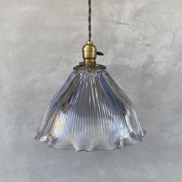画像1: VINTAGE ANTIQUE HOLOPHANE LAMP ヴィンテージ アンティーク ホロフェーンランプ 天井照明 シーリングランプ / ライト ガラスシェード 店舗什器 アメリカ (1) (1)